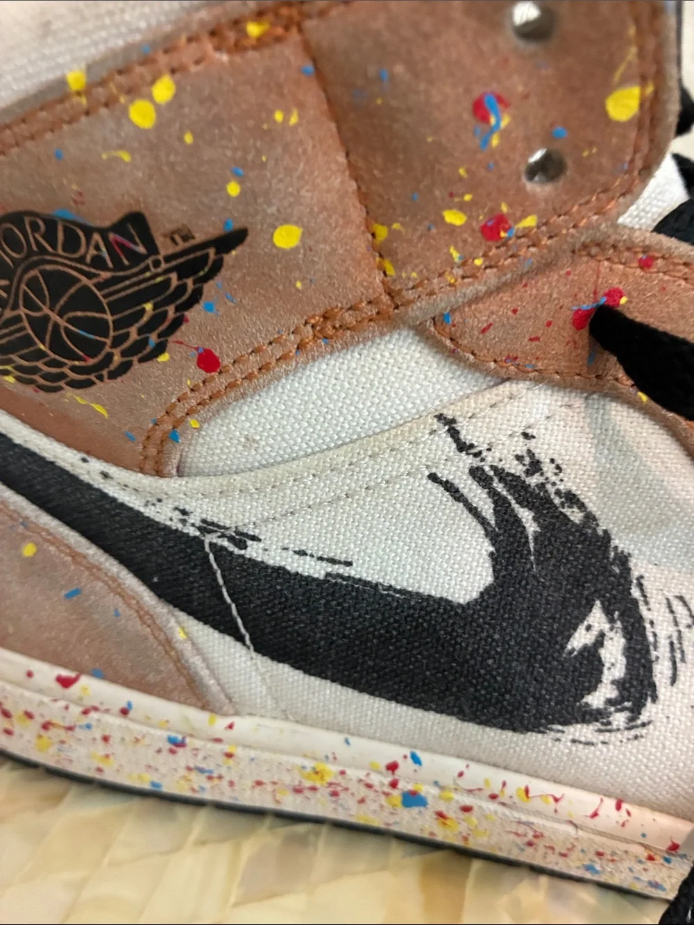 Nike Air Jordan 1 Mid - Brown, White, Black, Multicolor Splatter size 12
